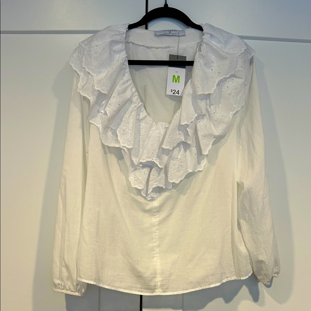 Primark White Ruffle Blouse